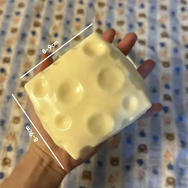 Cheese Jumbo Cube Stress Ball Big Cheese Shapeable Squeeze Ball Non-Bounce Fidget Toy ASMR Sensory Anti-Stress Gift
