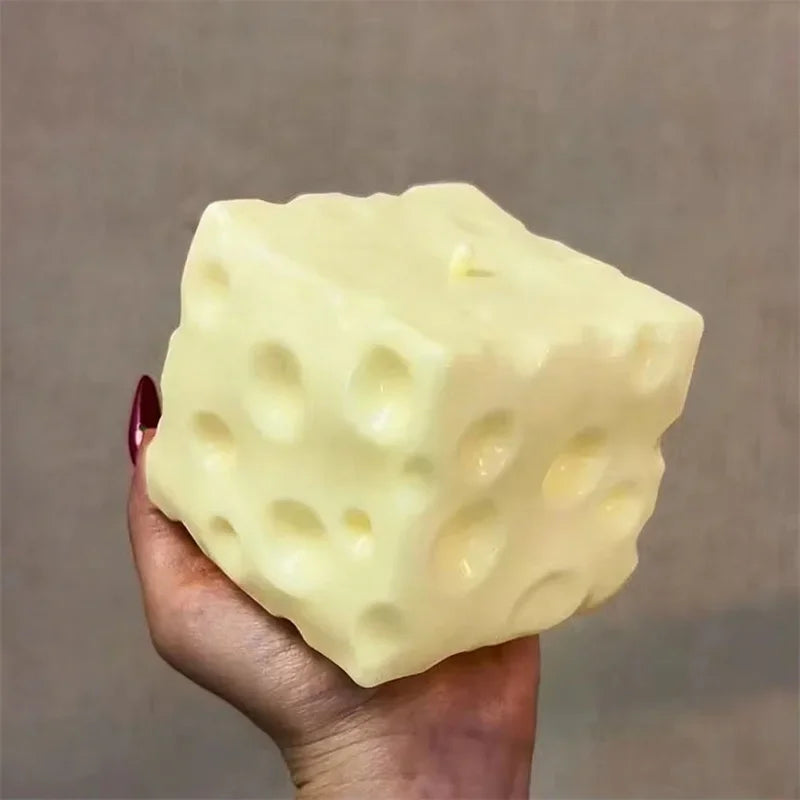 Cheese Jumbo Cube Stress Ball Big Cheese Shapeable Squeeze Ball Non-Bounce Fidget Toy ASMR Sensory Anti-Stress Gift