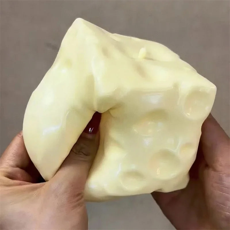 Cheese Jumbo Cube Stress Ball Big Cheese Shapeable Squeeze Ball Non-Bounce Fidget Toy ASMR Sensory Anti-Stress Gift